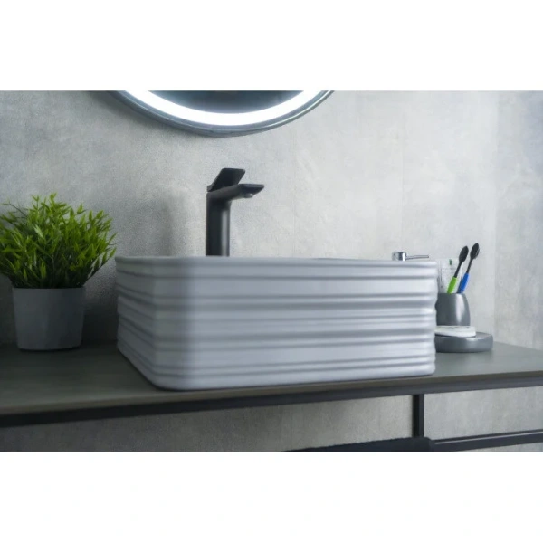 Раковина GID Geometrico Gm965 39 см серая 53338 (детальная фотография), накладные (на столешницу)