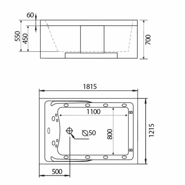 Ванна акрииловая Gemy 182x122 см с гидро и аэромассажем правосторонняя G9061 K R (детальная фотография), современныe, hi-tech