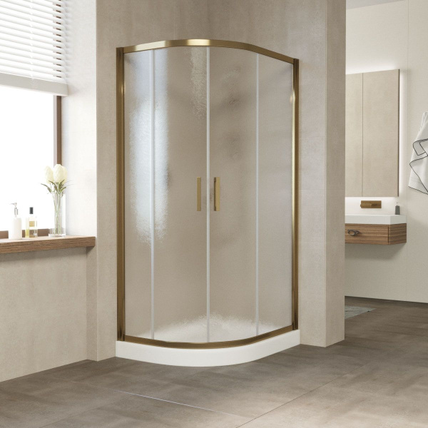 Душевой уголок профиль бронза стекло шиншилла Vegas-glass ZS-F 100*80 05 02 (детальная фотография)