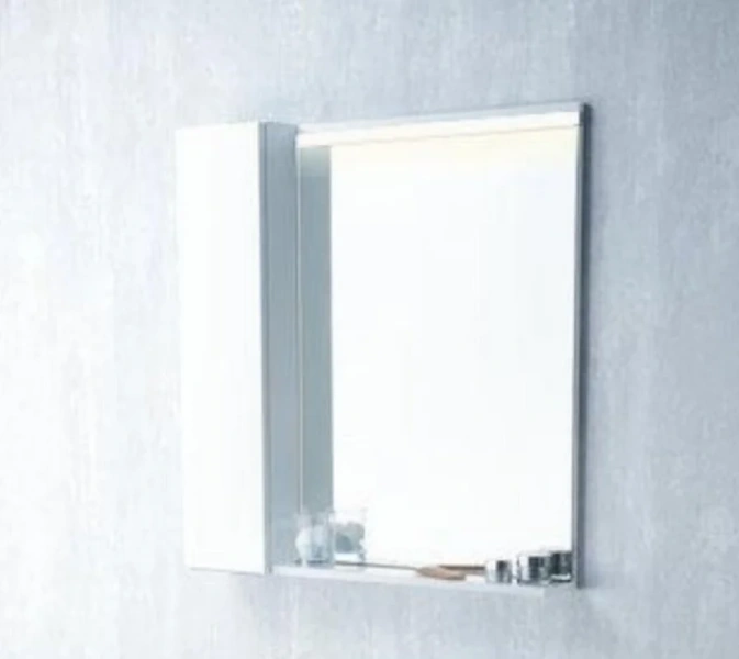 Зеркальный шкаф с подсветкой Акватон Рене 80 см белый, грецкий орех 1A222502NRC80 (детальная фотография), 80 см