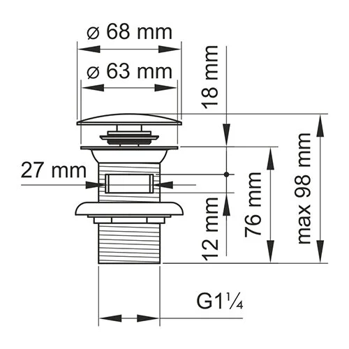 Донный клапан Wasserkraft push-up черный A080 (детальная фотография), по запросу