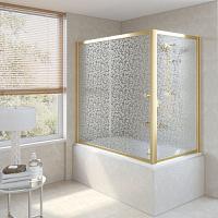 Душевая шторка на ванную профиль золотой стекло фея Vegas-glass