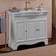 Тумба под раковину, цвет белый матовый, фурнитура бронза, La Beaute Michel