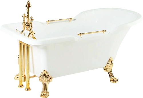 Ванна из искусственного камня Migliore Impero 180х87 см фурнитура золото - фото 3