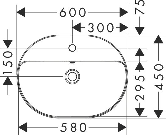 Раковина Hansgrohe Xuniva U 60 см белая 60171450 (детальная фотография), современные, hi-tech