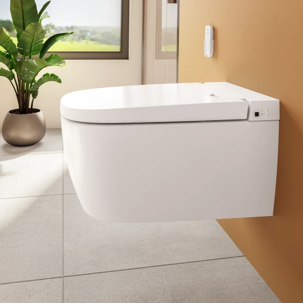 Унитаз интеллектуальный подвесной VitrA V-Care Basic 5674B003-6193 (детальная фотография), сиденье с микролифтом , c функцией биде, умные