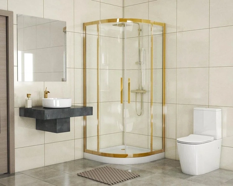 Душевой уголок Grossman Pragma 90х90 см золото PR-90G (детальная фотография), полукруглые, четверть круга