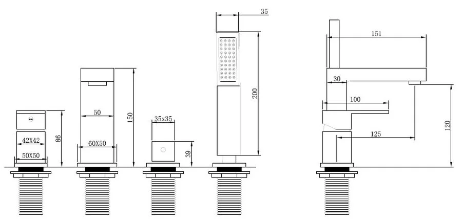 Смеситель на борт ванны Abber Daheim хром AF8213 (детальная фотография), для ванны