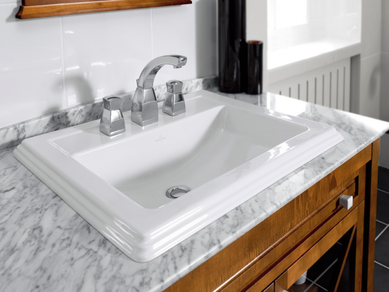 Раковина встраиваемая с одним отверстием под смеситель Villeroy & Boch Hommage 710263 (детальная фотография), встраиваемые (в столешницу)