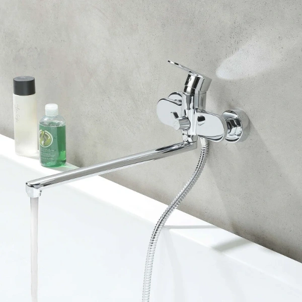 Смеситель для ванны Акватек Ника хром AQ1842CR (детальная фотография), однорычажные, двухрычажные