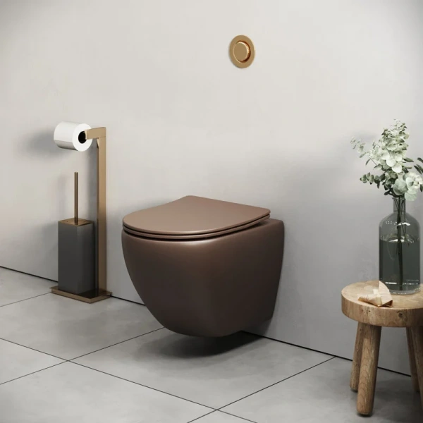 Унитаз подвесной Grossman Color коричневый матовый GR-4455BRMS (детальная фотография), фаянс, керамика
