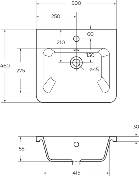 Раковина мебельная BelBagno 50 см белая 12050-KL (детальная фотография) index_1