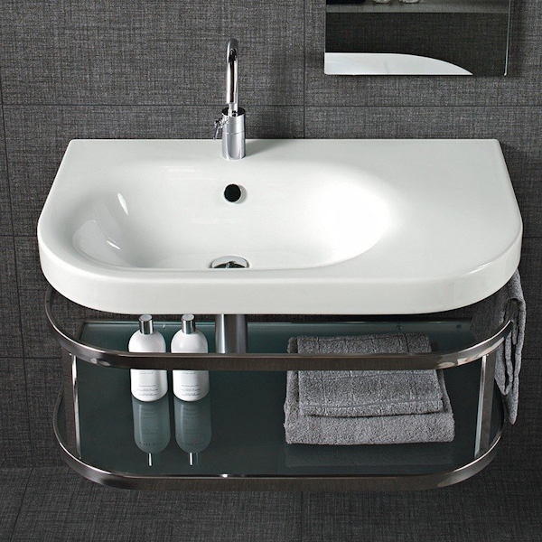 Раковина с левой чашей Hatria Daytime 85х50 см Y0YJ01 (детальная фотография), подвесные, накладные (на столешницу) index_1