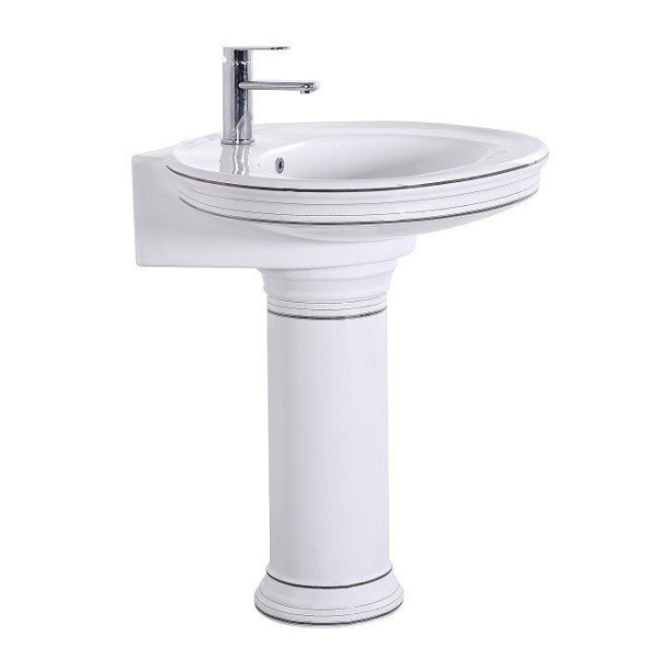 Раковина Ceramalux Luxe Classic 75 см белый/хром 1411 (детальная фотография)