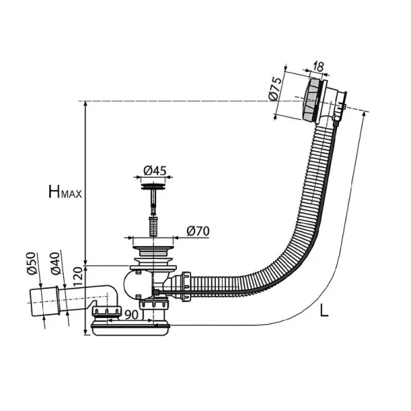 Слив-перелив Am.Pm комплект W90A-000-OFI (детальная фотография), полуавтомат