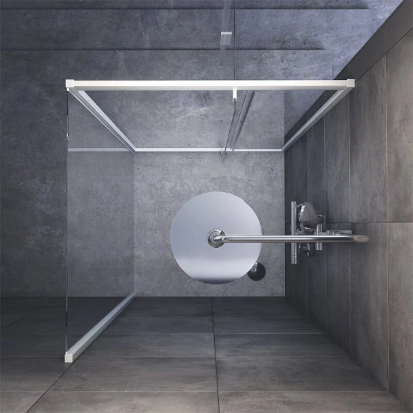 Душевой уголок Am.Pm Gem 90x90 см профиль хром W90G-404-9090-MT (детальная фотография), со средним поддоном