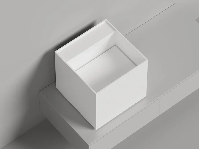 Раковина Salini Armonia Square Top 03 белая матовая 130523TM (детальная фотография), из камня