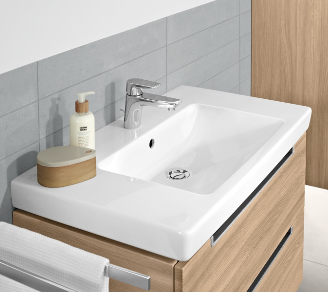 Раковина Villeroy & Boch Subway 2.0 100 см альпийский белый с покрытием CeramicPlus 71751GR1 (детальная фотография), прямоугольной формы