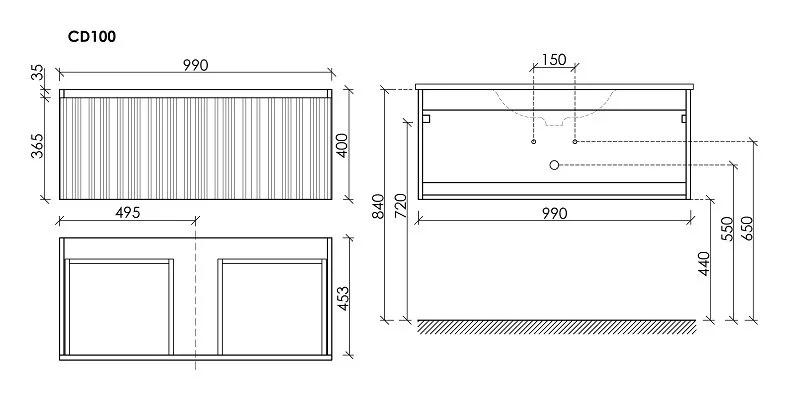 Тумба под раковину подвесная Sancos Code 100 см серо-бежевая CD100GB (детальная фотография), в наличии