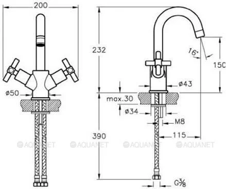 Смеситель для раковины VitrA Juno A40862EXP (детальная фотография), для раковины