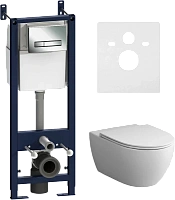 Унитаз с инсталляцией Am.Pm Awe клавиша хром