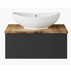 Тумба под раковину подвесная Misty Ива 70 см графит/дуб вотан