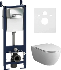 Унитаз с инсталляцией Am.Pm Awe клавиша хром