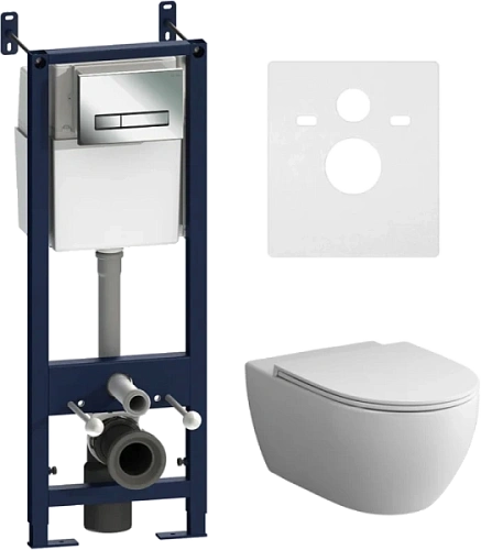 Унитаз с инсталляцией Am.Pm Awe клавиша хром - фото 2