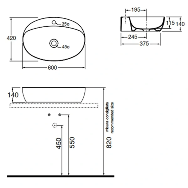 Раковина Azzurra Elegance 60 см белая ELLA060420CMBI/(ECI60M bi)*1 (детальная фотография), современные, hi-tech
