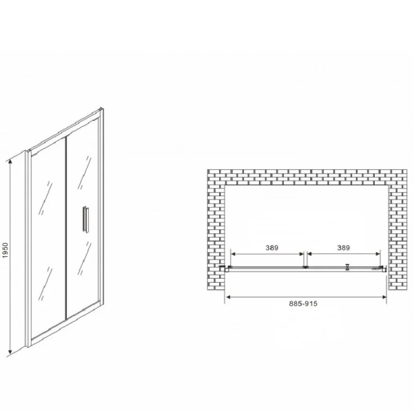 Душевая дверь в нишу Abber Sonnenstrand 90 см профиль хром AG07090 (детальная фотография), современные, hi-tech