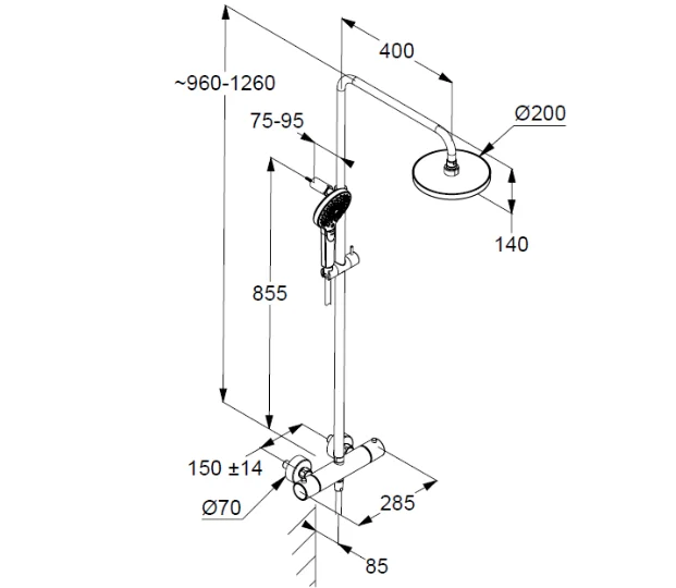 Душевая стойка Kludi Dive хром 690790500 (детальная фотография), современные, hi-tech
