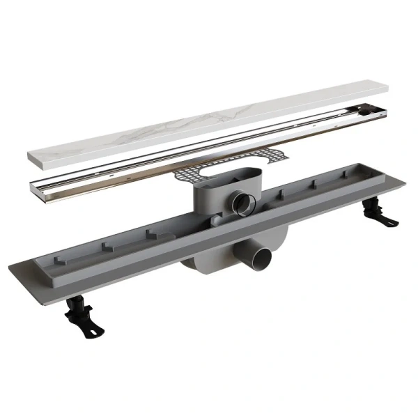 Душевой лоток RGW Drain Leo 40 см хром 60211140-01 (детальная фотография), с сухим затвором, с мокрым затвором