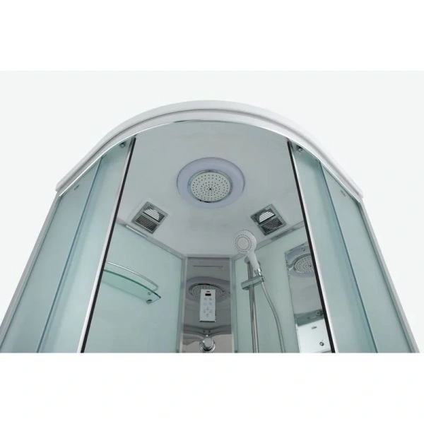 Душевая кабина Timo Comfort 90x90 см стекло прозрачное T-8809C (детальная фотография), угловые, с гидромассажем, c тропическим душем, с вентиляцией, с крышей, с радио