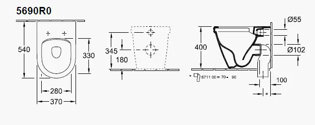 Унитаз напольный Villeroy & Boch Architectura безободковый 5690R001 (детальная фотография), приставные, встраиваемые