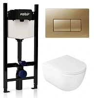 Унитаз с инсталляцией Valsir Dream с клавишей матовое золото