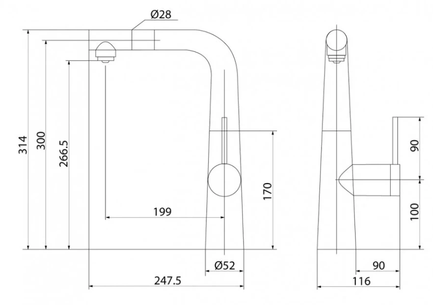 Смеситель для кухни IDDIS Pure черный PURBLPFi05 (детальная фотография), для кухни