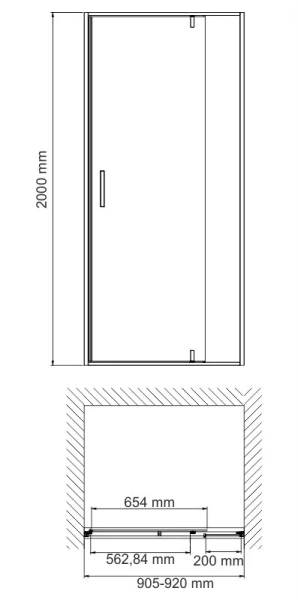 Душевая дверь WasserKRAFT Elbe 90 см профиль черный 74P04 (детальная фотография), современные, hi-tech