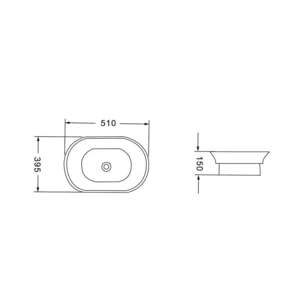 Раковина Vincea 51 см накладная VBS-205 (детальная фотография), современные, hi-tech