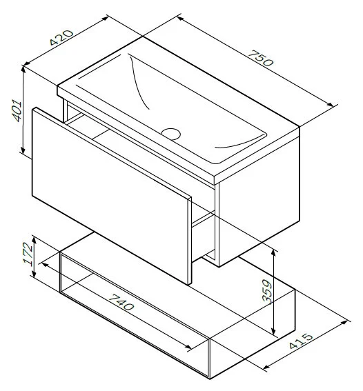 Шкафчик подвесной AM.PM Gem M90OHX0750 (детальная фотография), в наличии index_2