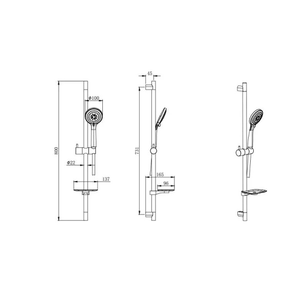 Душевой комплект Акватек Вега хром AQ1033CR (детальная фотография), хром