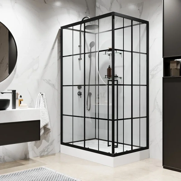 Душевая кабина Niagara Standart 120х80 см левая ST120/80/15QL/KL/BKT (детальная фотография), со средним поддоном