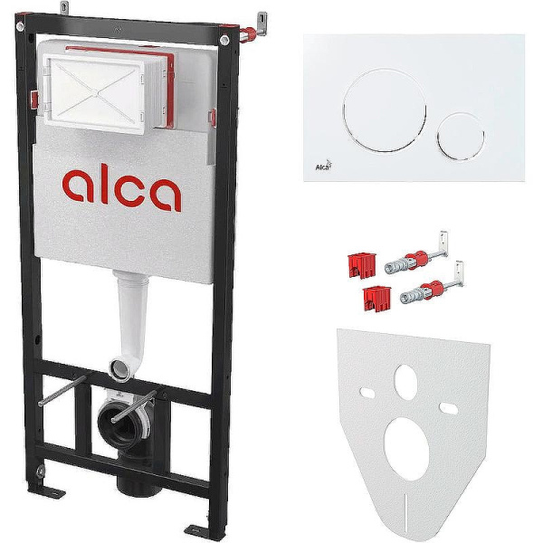 Инсталляция для унитаза Alcaplast кнопка смыва белая AM101/1120-4:1 RU M670-0001 (детальная фотография)