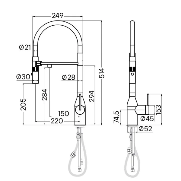 Смеситель для питьевой воды Paulmark Magneto One белый матовый Ma213188-WH (детальная фотография), для кухни, для питьевой воды с фильтром