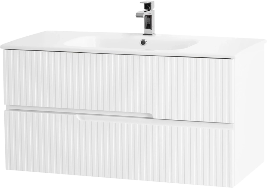Тумба под раковину подвесная Cezares Duet 80 см bianco lucido DUET-800-2C-SO-BL (детальная фотография), современная, hi-tech