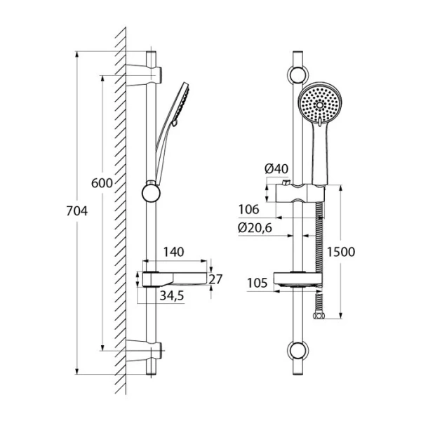 Душевой гарнитур IDDIS Cuba 700 мм CUB3F00i16 (детальная фотография), душевые гарнитуры