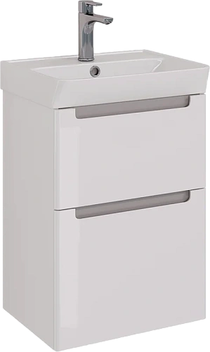 Тумба под раковину подвесная Lemark Buno 50 см белый глянец - фото 1