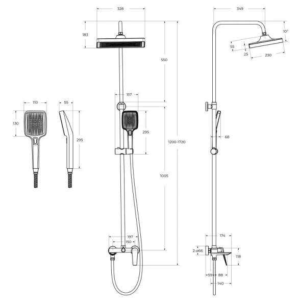 Душевая стойка Cezares Liner хром LINER-CVD-01 (детальная фотография), современные, hi-tech