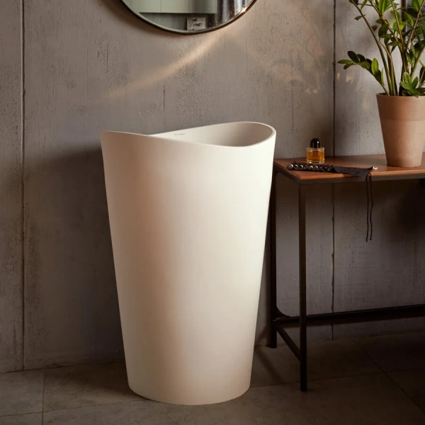 Раковина напольная Montebianco Onda Grande 60 см белая 13008 (детальная фотография), круглой формы, моноблок