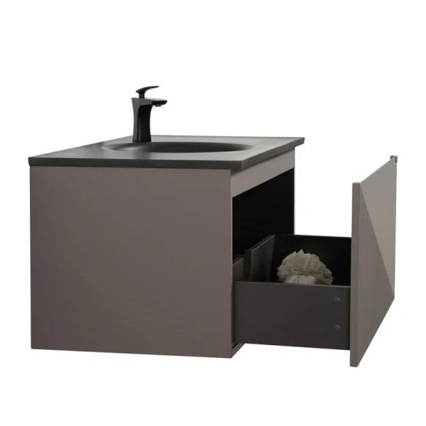 Тумба с раковиной подвесная Black&White Universe 90 см серая 9189003 (детальная фотография), серая
