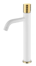 Смеситель для раковины Boheme Stick white diamond gold